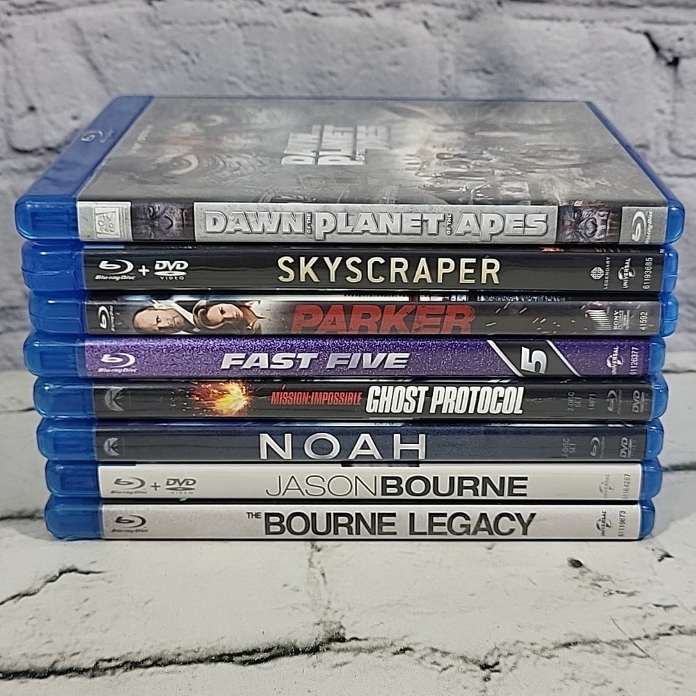 Blu-Ray Movies Random Action Adventure Lot Of 8 Skyscraper Bourne Fast Five Noah